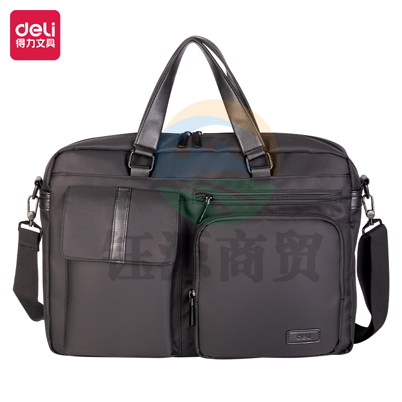 得力BG106-09商务双口袋多收纳式个人型公文包(黑)(个)
