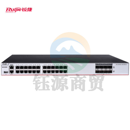 Ruijie锐捷RG-S5760C-24GT8XS-X(24个自适应电口,8个1G/10G SFP+光口,配置2个150W交流电源,3个万兆单模模块)