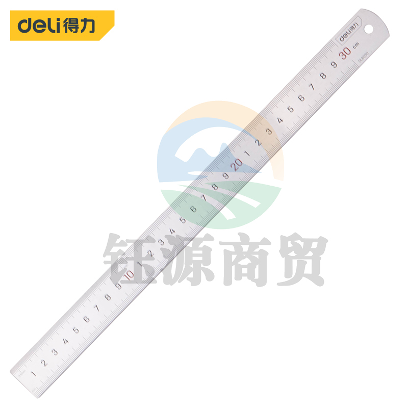 得力DL8030 不锈钢直尺刻度尺公制刻度绘图钢尺30cm