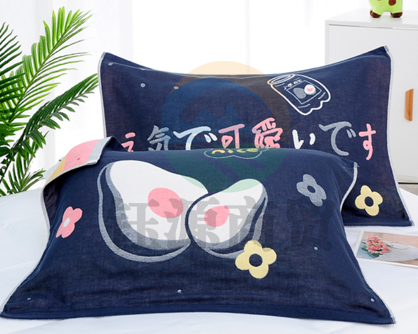 沐凡 枕巾纯棉加大加厚 四层纱布枕巾 牛油果78*53cm（对）