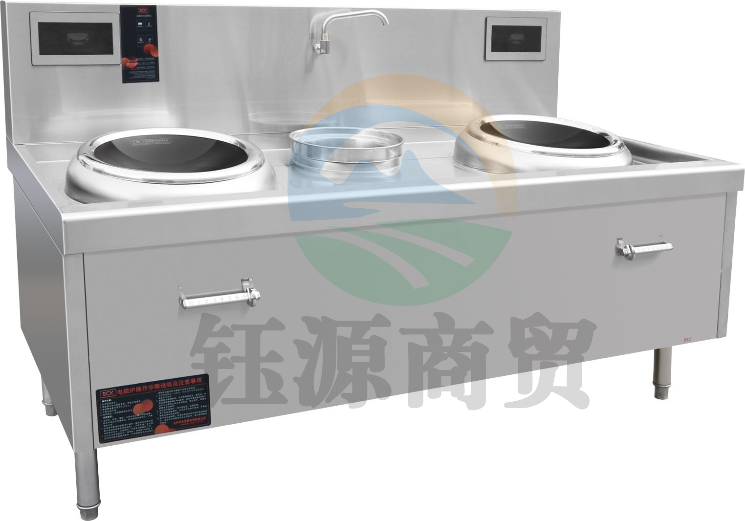 金百川/JBAICK 900炒灶系列双炒单尾电磁炉15KW*2电磁灶商用电磁炉大功率凹面电炒炉小炒炉大锅灶饭堂大炒锅食堂灶台学校酒店饭店