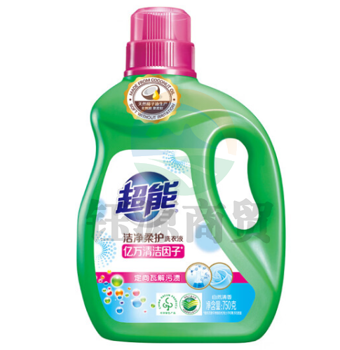 超能 洁净柔护洗衣液 鲜艳亮丽750g瓶装