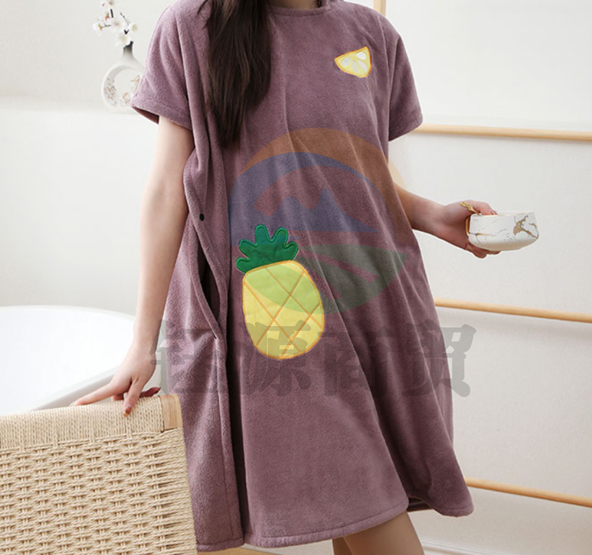 沐凡 可穿浴巾 珊瑚绒浴袍斗篷 紫色95*80cm