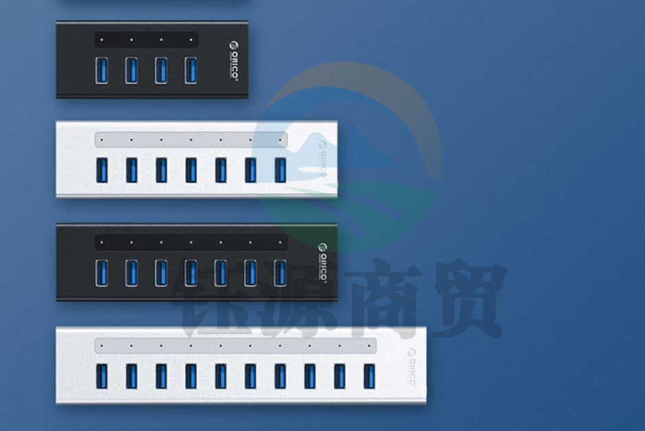 奥睿科(ORICO)USB分线器3.0HUB集线器 带电源一拖十高速扩展坞 苹果笔记本台式机高端延长转换器 银A3H10