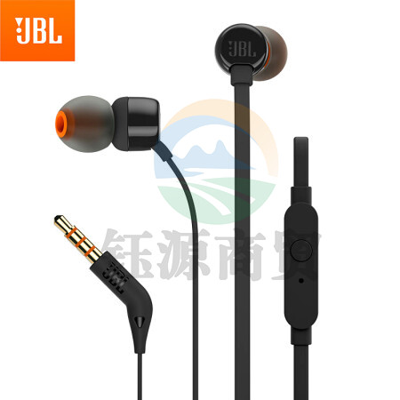 JBL TUNE110 立体声入耳式耳机耳麦 运动耳机 电脑游戏耳机 手机有线耳机带麦可通话 经典黑
