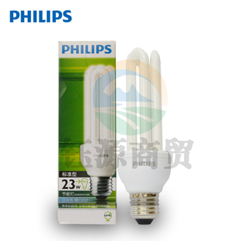 PHILIPS 飞利浦 节能灯标准型ES 光源节能灯管螺口节能灯3U管-23W-E27螺口-6500K白光