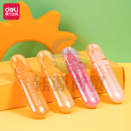 得力（deli）SK168 柔彩荧光笔彩色醒目标记笔 手帐可用水性记号笔鱼姬桃红色系 4支/盒装