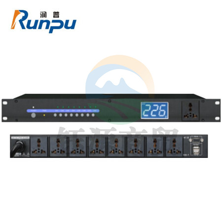 润普RP-ZK08 音视频会议电源时序器8路带232串口级联面板单通道