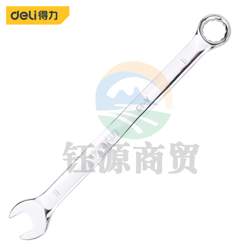 得力DL33111 11mm两用扳手梅花开口板手镜面抛光梅开呆扳手五金汽修工具