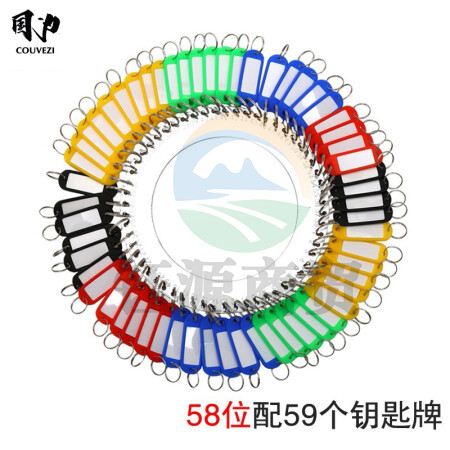 国为（COUVEZI） 加厚不锈钢钥匙盘钥匙圈环钥匙板可标记钥匙牌标签分类钥匙扣不锈钢收纳管理钥匙串 58位-含59个标记牌