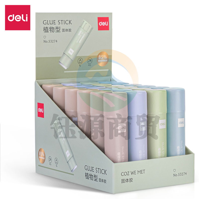 得力(deli)53274 9g高粘度 植物配方 固体胶 学习生活手工DIY 24支/盒  (单位：盒)