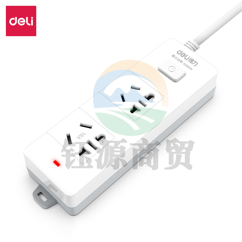 得力18265(01) 延长线插座_2组_1米_PVC袋装(白)(只)