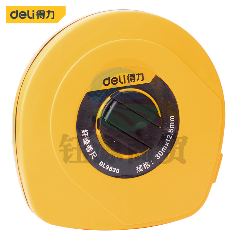 得力DL9830 30米纤维尺纤维盒式卷尺操场盘式皮卷尺软尺伸缩尺工程测量工具30mx12.5mm