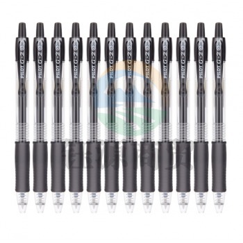 百乐（PILOT）BL-G2-38按动中性笔子弹头啫喱笔签字笔 黑色 0.38mm 12支装
