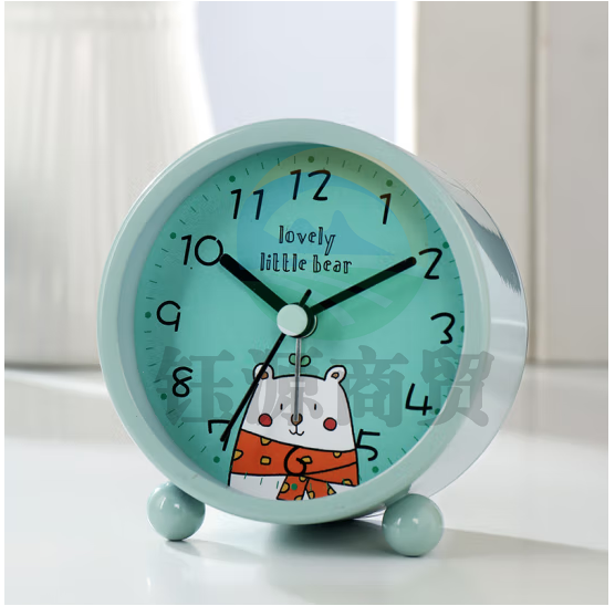 汉时（Hense）儿童小闹钟学生专用起床神器卡通桌面时钟懒人床头闹铃表HA25绿色