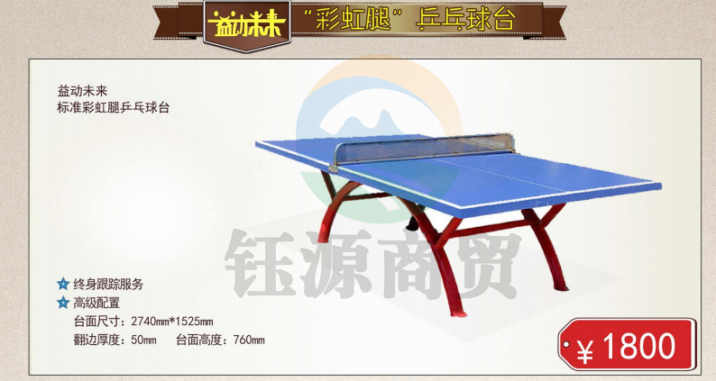 益动未来 标准彩虹腿乒乓球桌