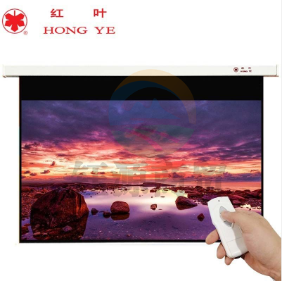 红叶200英寸16：10玻珠电动遥控投影幕布 高清家用幕布 增加亮度