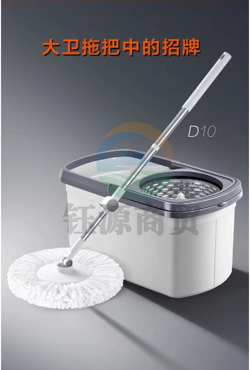 大卫旋转拖把2022新款拖把桶旋转通用一拖免手洗甩干家用懒人拖净拖布墩布 加强杆+不锈钢盘+2个拖头