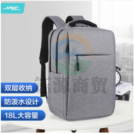 JRC笔记本电脑包背包商务双肩包男学生书包15.6英寸适用联想华硕戴尔 灰色