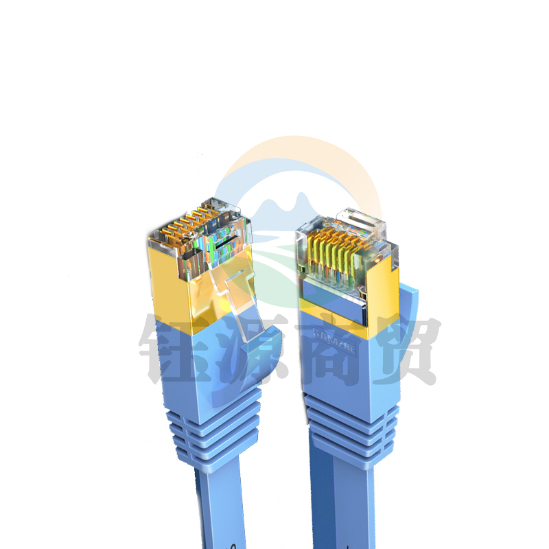 山泽（SAMZHE）CAT-710B七类扁平网线蓝色（镀金头）10米