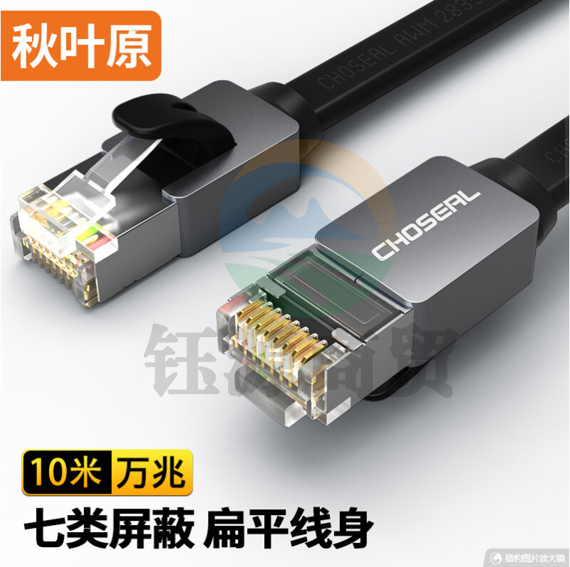 秋叶原（CHOSEAL）七类万兆网线高速网络跳线CAT7电脑网络成品线网络连接线黑色10米 DH530AT10