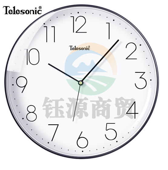 天王星Q0736-2 钟表挂钟客厅时钟家用14英寸时尚简约挂墙表创意静音石英钟 黑色