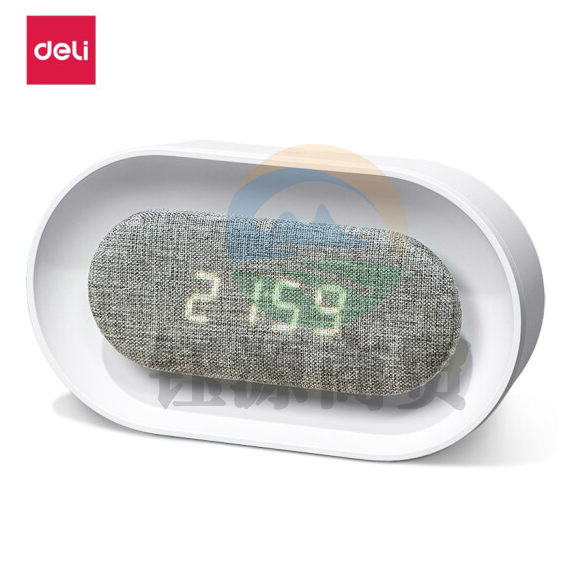 得力(deli)小夜灯电子钟 床头台灯闹钟 触碰发光 8831