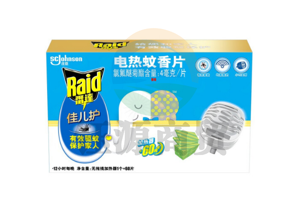 雷达(Raid)佳儿护 电蚊香片 60片+无线加热器 桉树香型 插电驱蚊器 灭蚊 防蚊虫 驱蚊片
