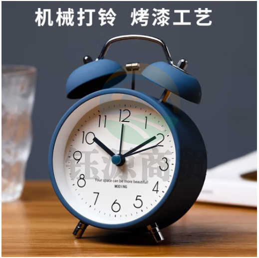 秘禧闹钟学生专用起床神器儿童闹钟金属打铃小闹钟超大铃声桌面时钟 时尚闹钟【蓝色3寸】