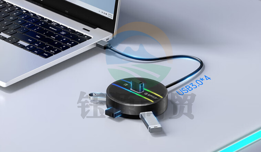 奥睿科(ORICO)USB3.0分线器扩展坞4口集线器转接头HUB笔记本电脑一拖四转换器延长线带供电口0.3米 ORICO-YS1-C2-03-BK-BP