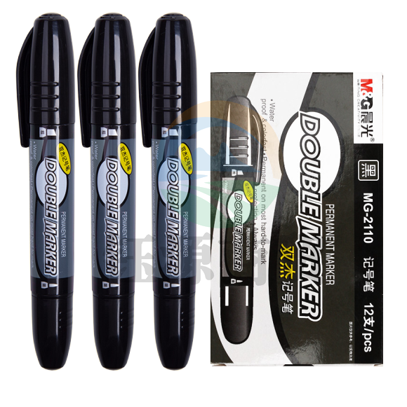 晨光(M&G)黑色双头粗杆记号笔 油性马克笔 12支/盒MG2110