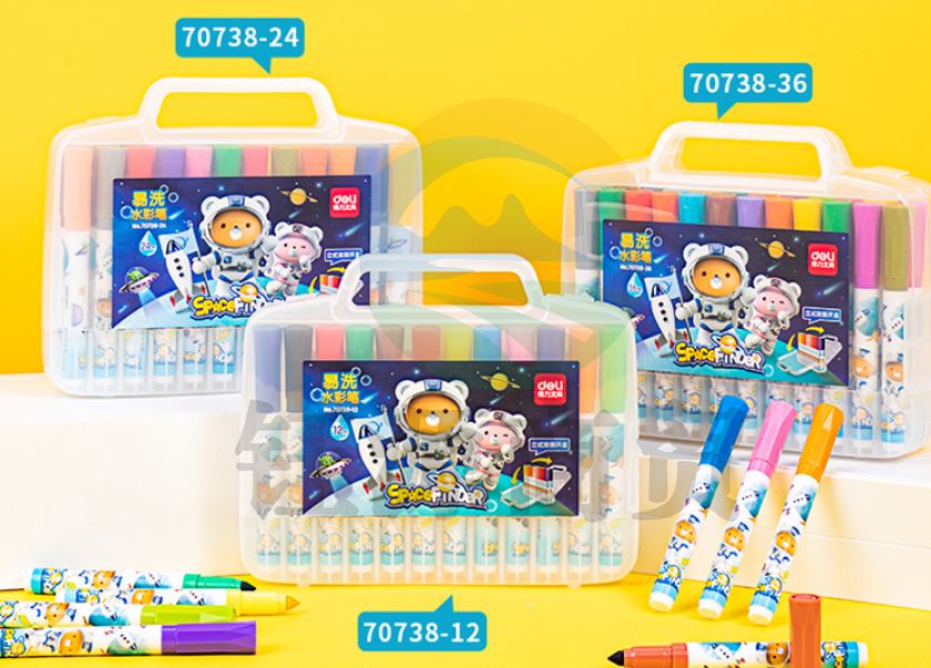 得力70738-12_12色易洗水彩笔(混)(盒)
