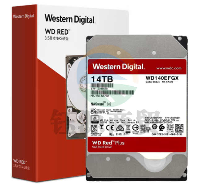 西部数据WD140EFGX NAS硬盘 WD Red Plus 西数红盘Plus 14TB 7200转 512MB SATA CMR