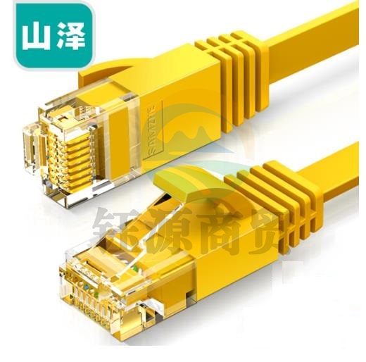 山泽(SAMZHE)SZ-610YL 六类网线 扁线 CAT6类千兆扁平非屏蔽网络跳线 黄色10米