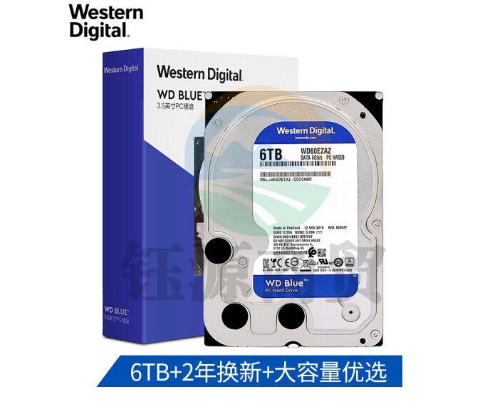 西部数据(WD)WD60EZAZ蓝盘 6TB SATA6Gb/s 5400转256MB 台式机械硬盘