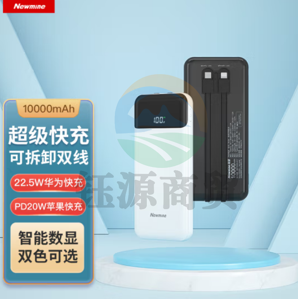 纽曼（Newmine)AL09 自带线快充充电宝10000毫安时 22.5W 苹果Type-c 白