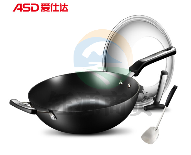 爱仕达（ASD） 炒锅三代不锈铸铁锅32CM无涂层平底炒菜锅具可立盖电磁炉燃煤气通用