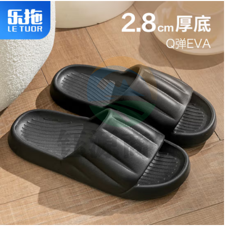 乐拖凉拖鞋男夏软弹厚底舒适轻便休闲情侣居家 金戈铠甲黑色40-45码可选  码数标注