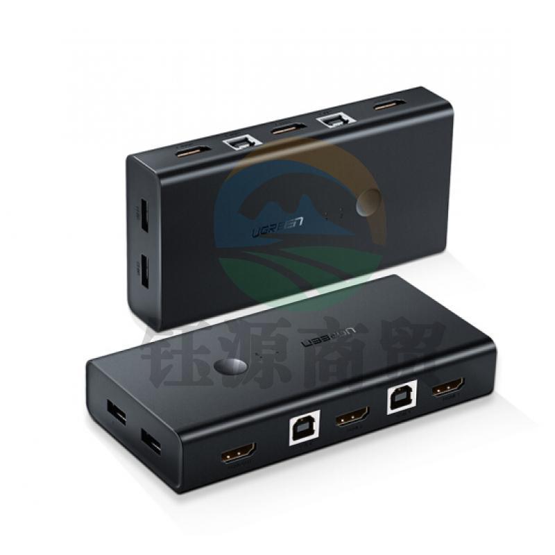 绿联KVM切换器HDMI切屏器2进1出 USB多功能打印共享器两台电脑接一台显示器自动切换4K高清HDMI2进1出KVM切换器