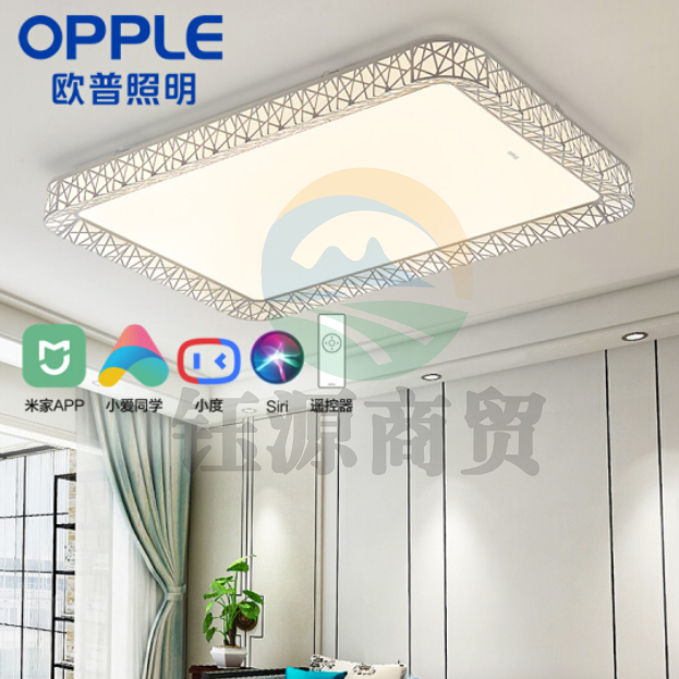 欧普照明（OPPLE）疏影1LED吸顶灯客厅灯新中式卧室阳台长方形吊饰餐厅灯具套餐 智能音箱/AI智控调光