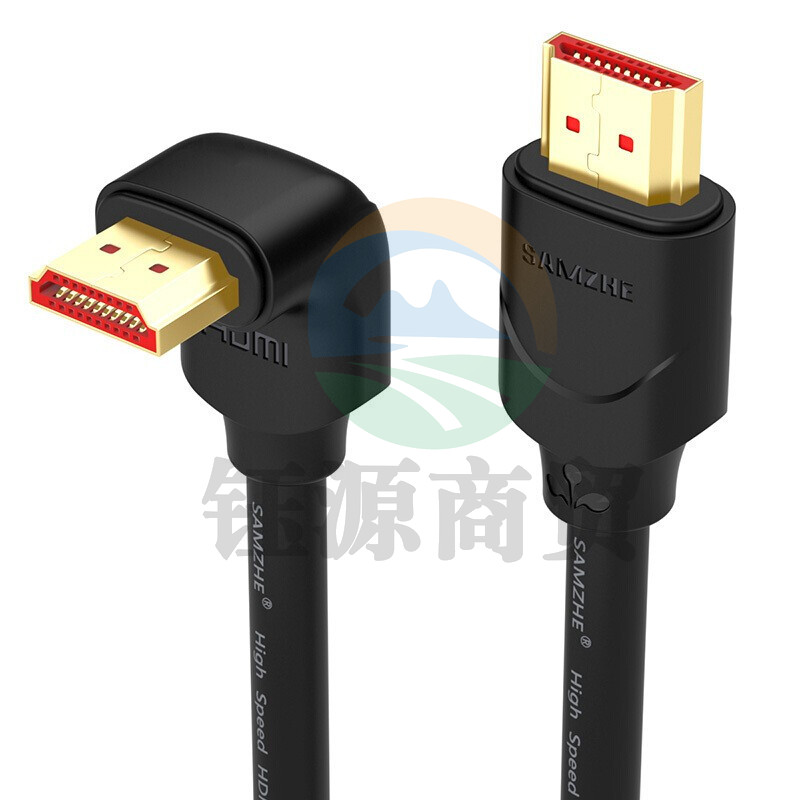 山泽(SAMZHE)30CX12 HDMI线2.0版90度弯头4K3D数字高清线接口大边朝下数据线3米 黑色