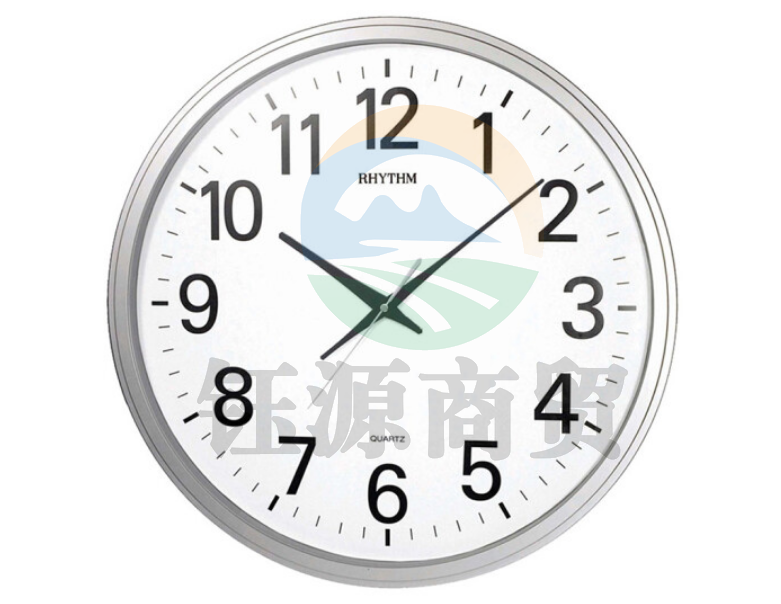 丽声(RHYTHM)挂钟CMG430NR19 办公室静音大挂表 圆形大号石英钟50cm银色