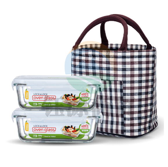 乐扣乐扣 LLG431+431 750ML*2 微波炉专用加热饭盒套装 耐热玻璃保鲜盒大容量