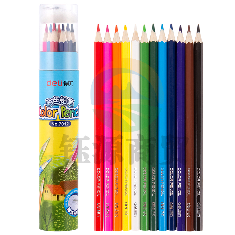 得力优酷7012彩色铅笔(混)(12支/桶)