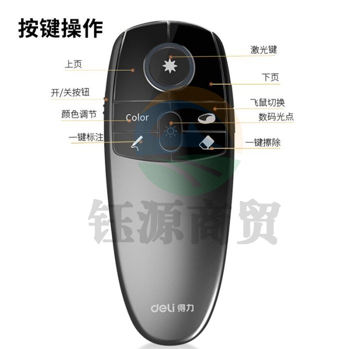 得力(deli) LED液晶屏显示 可充电 PPT激光笔翻页笔 红光 2806