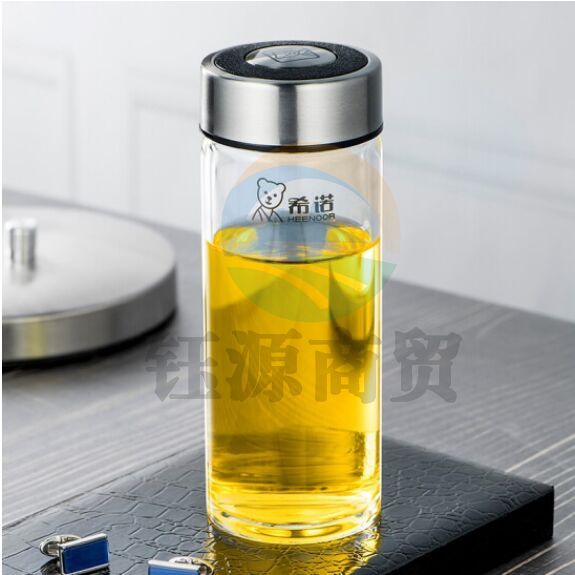 希诺（HEENOOR）XN-6016 380ml玻璃杯单层加厚男女士商务办公泡茶杯耐热便携车载水杯
