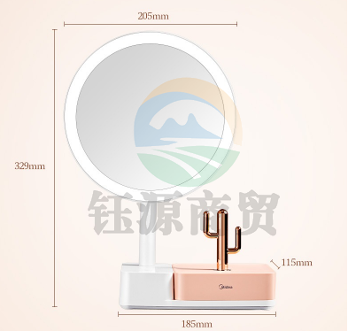美的 日光化妆镜子台式led带灯光桌面补光梳妆美妆ins收纳盒