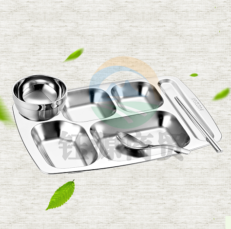 不锈钢套装(餐盘、碗、勺、筷子) 货号：WY