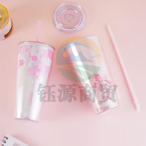 乐扣乐扣（LOCK&LOCK）HAP509 樱花塑料吸管杯便携随手茶水杯750ML 颜色备注