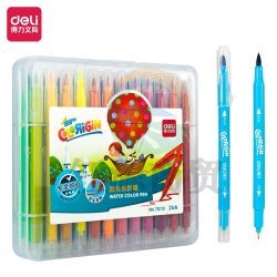 得力(deli) 70731 双头软笔头水彩笔/漫画插画上色笔/尖刷头笔/儿童绘画笔 24色 24支装